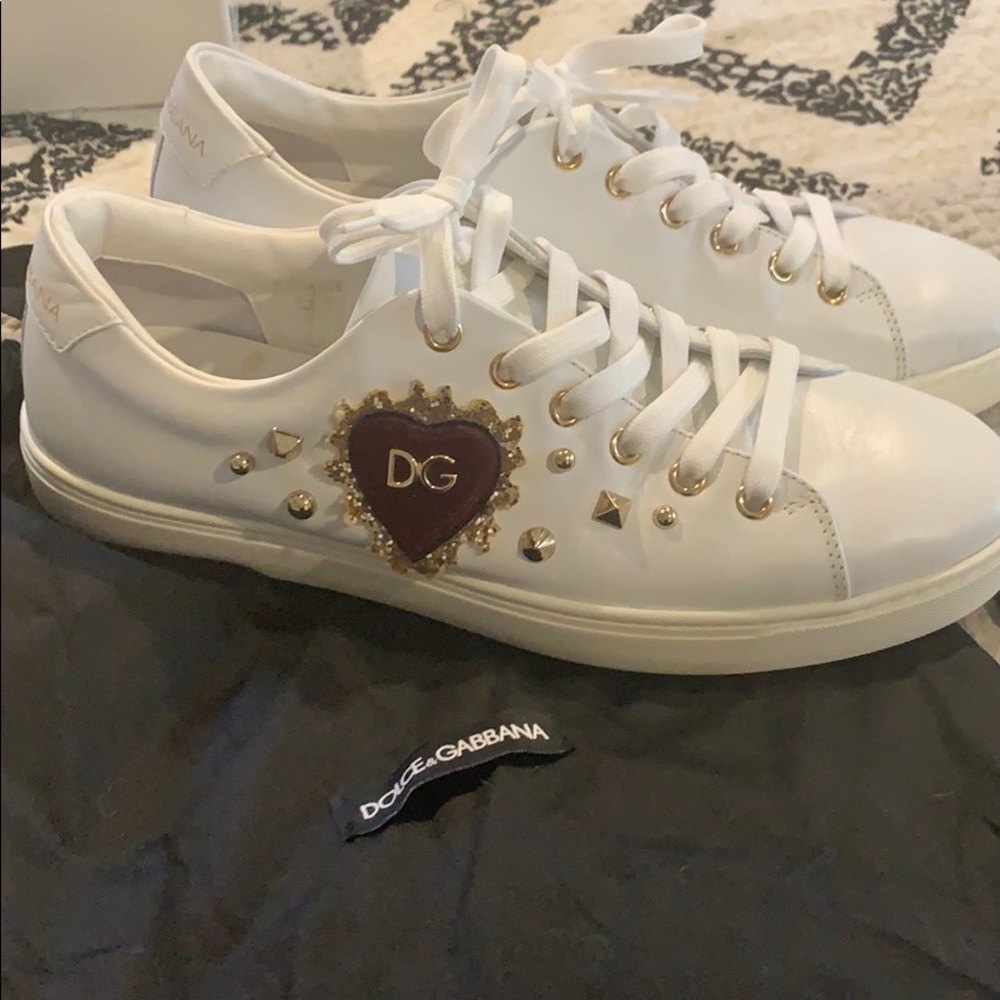 Dolce and Gabbana Heart and Gold Studded Sneaker